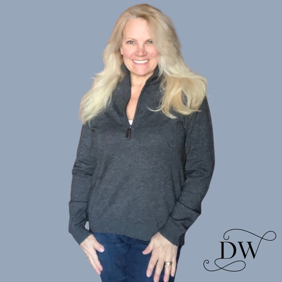 Cashmere Zip Sweater | Charcoal | Unisex - Picture 4 of 4